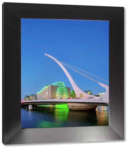 Samuel Beckett Bridge and The Convention Centre at dusk, Dublin, Ireland