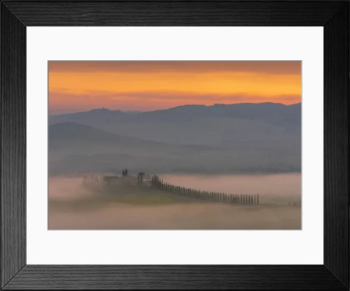 Framed Print : Poggio Covili rising through the thick morning fog during a misty spring sunrise. Val d'Orcia, Tuscany, Italy Framed Print : Poggio Covili rising through the thick morning fog during a misty spring sunrise. Val d'Orcia, Tuscany, Italy