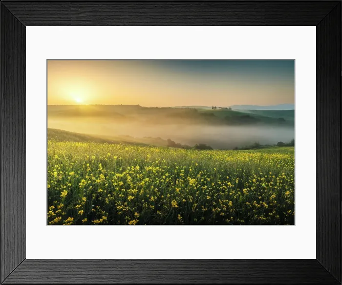 Framed Print : The iconic Chapel of Madonna di Vitaleta appearing through the thick layer of fog, Val d'Orcia, Tuscany, Italy Framed Print : The iconic Chapel of Madonna di Vitaleta appearing through the thick layer of fog, Val d'Orcia, Tuscany, Italy