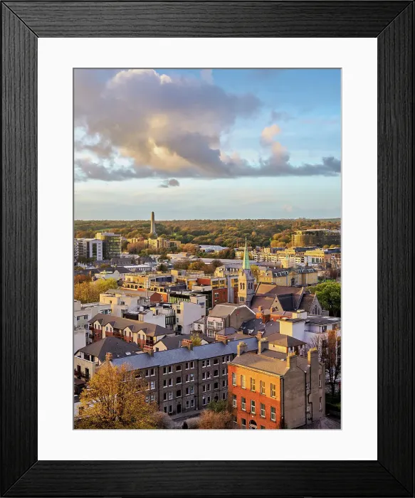 Framed Print : Cityscape towards Phoenix Park seen from Gravity Bar at sunset, Guinness Storehouse, Dublin, Ireland Framed Print : Cityscape towards Phoenix Park seen from Gravity Bar at sunset, Guinness Storehouse, Dublin, Ireland