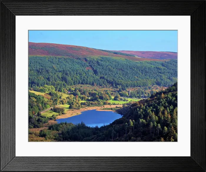 Framed Print : Lower Lake, elevated view, Glendalough, County Wicklow, Ireland Framed Print : Lower Lake, elevated view, Glendalough, County Wicklow, Ireland