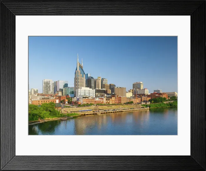 Framed Print : View of the city skyline over the Cumberland River, Nashville Tennessee, USA Framed Print : View of the city skyline over the Cumberland River, Nashville Tennessee, USA