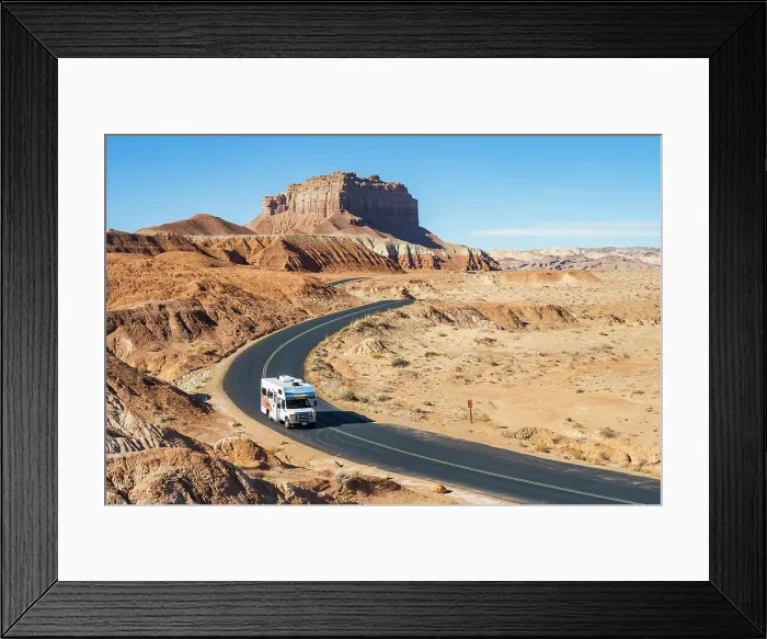Framed Print : RV on a road in Goblin Valley State Park Utah, USA Framed Print : RV on a road in Goblin Valley State Park Utah, USA