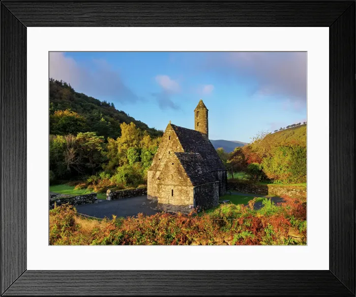 Framed Print : St. Kevin's Church at sunrise, Early Medieval Monastic Settlement, Glendalough, County Wicklow, Ireland Framed Print : St. Kevin's Church at sunrise, Early Medieval Monastic Settlement, Glendalough, County Wicklow, Ireland