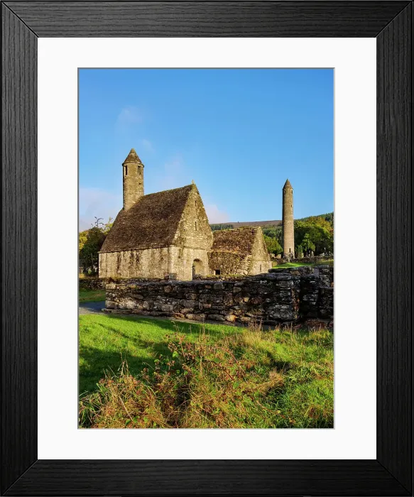Framed Print : St. Kevin's Church and The Round Tower, Early Medieval Monastic Settlement, Glendalough, County Wicklow, Ireland Framed Print : St. Kevin's Church and The Round Tower, Early Medieval Monastic Settlement, Glendalough, County Wicklow, Ireland
