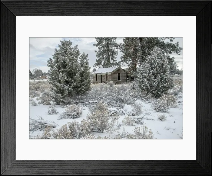 Framed Print : USA, Oregon, Bend, old cook house in the winter Framed Print : USA, Oregon, Bend, old cook house in the winter