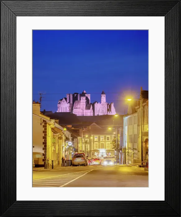 Framed Print : View over the town towards Rock of Cashel at dusk, Cashel, County Tipperary, Ireland Framed Print : View over the town towards Rock of Cashel at dusk, Cashel, County Tipperary, Ireland