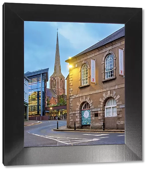 Arts Centre and Church of the Immaculate Conception at dusk, Wexford, County Wexford, Ireland