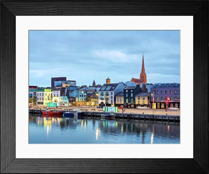 Framed Print : Skyline reflecting in River Slaney at dusk, Wexford, County Wexford, Ireland Framed Print : Skyline reflecting in River Slaney at dusk, Wexford, County Wexford, Ireland