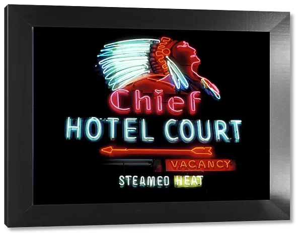USA, Nevada, Las Vegas, Route 66, Chief Hotel Court, Neon Sign, Vintage 2011