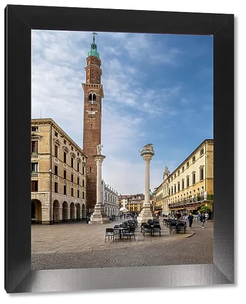 Piazza dei Signori with Torre Bissara clock tower, Vicenza, Veneto, Italy