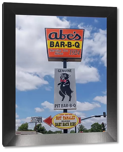 Abe's BarBQ sign, Clarksdale, Mississippi, USA
