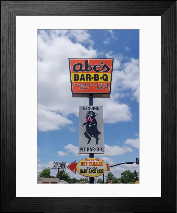 Framed Print : Abe's BarBQ sign, Clarksdale, Mississippi, USA