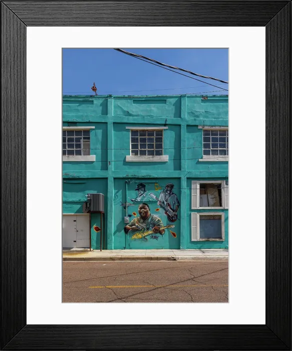 Framed Print : Colourful blues mural, Clarksdale, Mississippi, USA Framed Print : Colourful blues mural, Clarksdale, Mississippi, USA