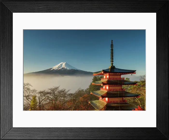 Framed Print : Mist Below Mt. Fuji & Chureito Pagoda, Fujiyoshida, Yamanashi Prefecture, Japan Framed Print : Mist Below Mt. Fuji & Chureito Pagoda, Fujiyoshida, Yamanashi Prefecture, Japan