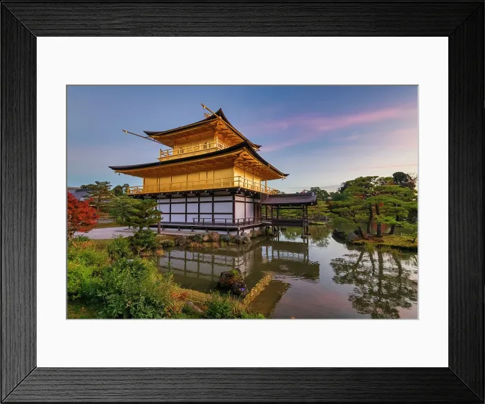 Framed Print : The Golden Pavilion at Sunset, Kinkaku-ji, Kyoto, Japan