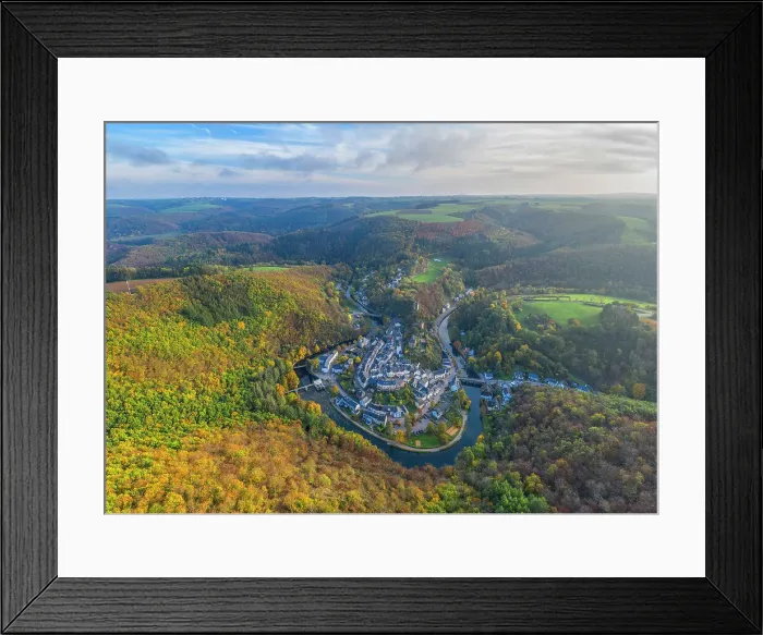 Framed Print : Aerial view at Esch-sur-Sure, canton Wiltz, Diekirch, Luxembourg Framed Print : Aerial view at Esch-sur-Sure, canton Wiltz, Diekirch, Luxembourg