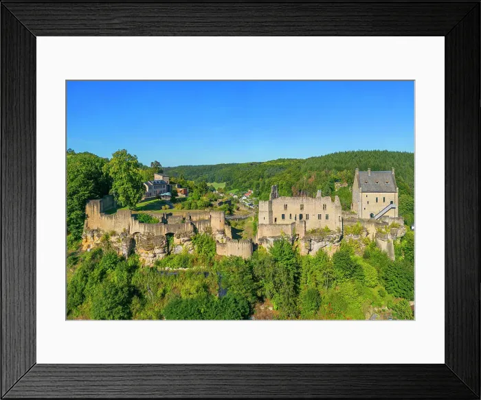 Framed Print : Aerial view at Larochette castle, canton Mersch, Luxembourg Framed Print : Aerial view at Larochette castle, canton Mersch, Luxembourg