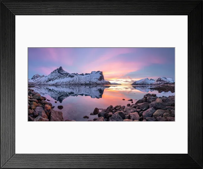 Framed Print : Bergsbotn Reflections at Sunset, Senja, Norway Framed Print : Bergsbotn Reflections at Sunset, Senja, Norway