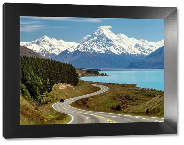 Road Leading to Mt. Cook, Lake Pukaki, South Island, New Zealand