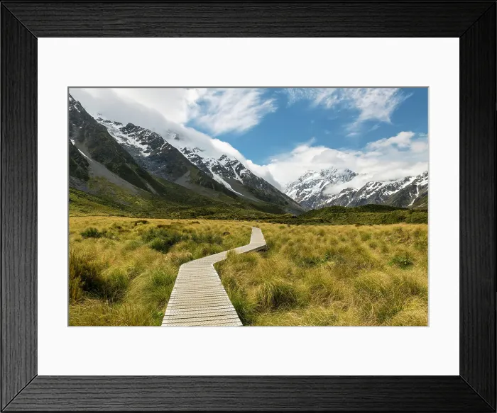 Framed Print : Path Leading to Mt. Cook, South Island, New Zealand Framed Print : Path Leading to Mt. Cook, South Island, New Zealand