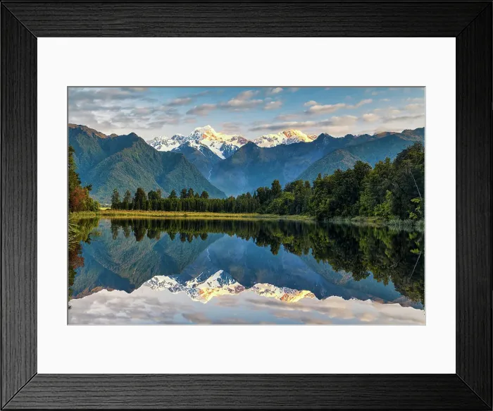 Framed Print : Mt Cook & Mt Tasman Reflecting in Lake Matheson, South Island, New Zealand Framed Print : Mt Cook & Mt Tasman Reflecting in Lake Matheson, South Island, New Zealand