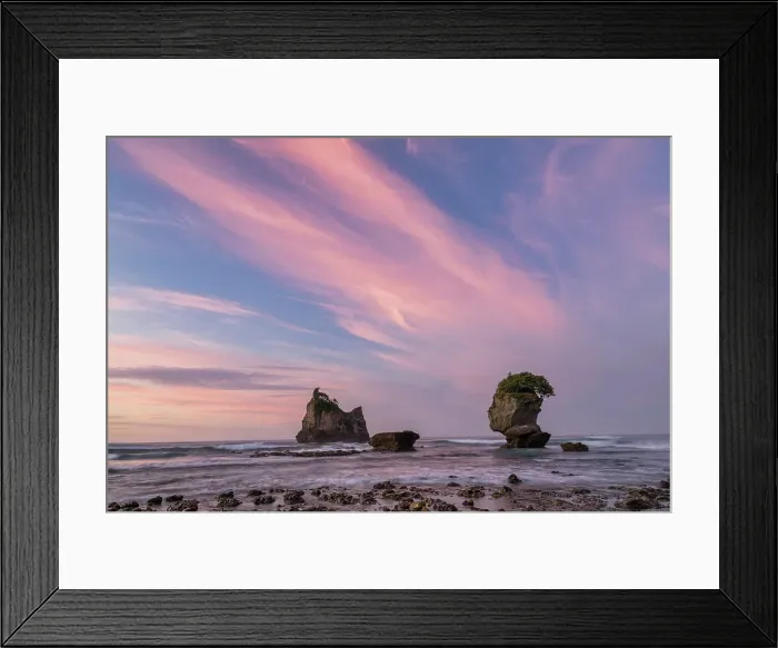 Framed Print : Sea Stacks at Sunset, Motukiekie Beach, South Island, New Zealand Framed Print : Sea Stacks at Sunset, Motukiekie Beach, South Island, New Zealand
