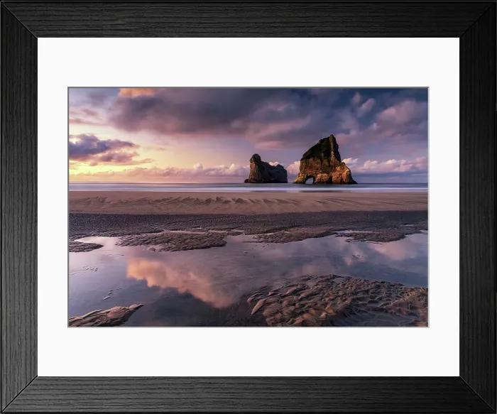 Framed Print : Archway Islands & Tide Pool Reflections, Wharariki Beach, South Island, New Zealand Framed Print : Archway Islands & Tide Pool Reflections, Wharariki Beach, South Island, New Zealand