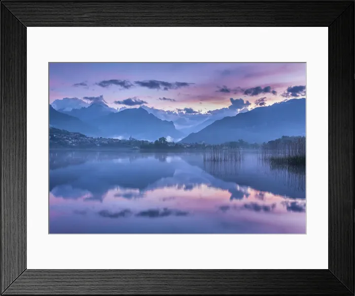 Framed Print : Dawn on lake Annone, Brianza, Lecco province, Lombardy, Italy Framed Print : Dawn on lake Annone, Brianza, Lecco province, Lombardy, Italy