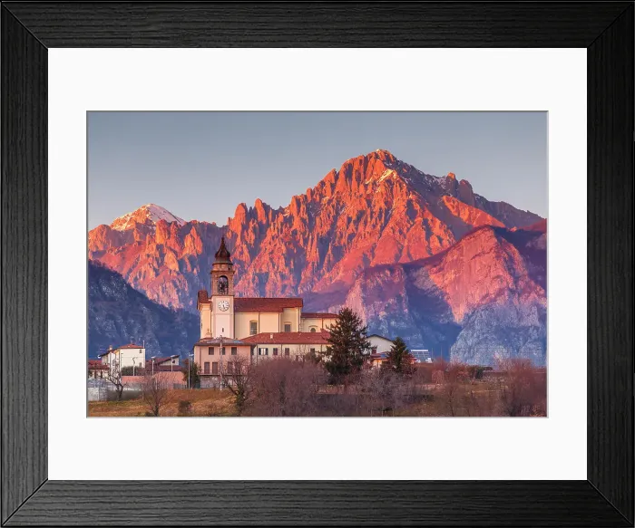 Framed Print : Grigna mount (Grignetta) and Civate church, Civate village, lake Annone, Brianza, Lecco province, Lombardy, Italy Framed Print : Grigna mount (Grignetta) and Civate church, Civate village, lake Annone, Brianza, Lecco province, Lombardy, Italy