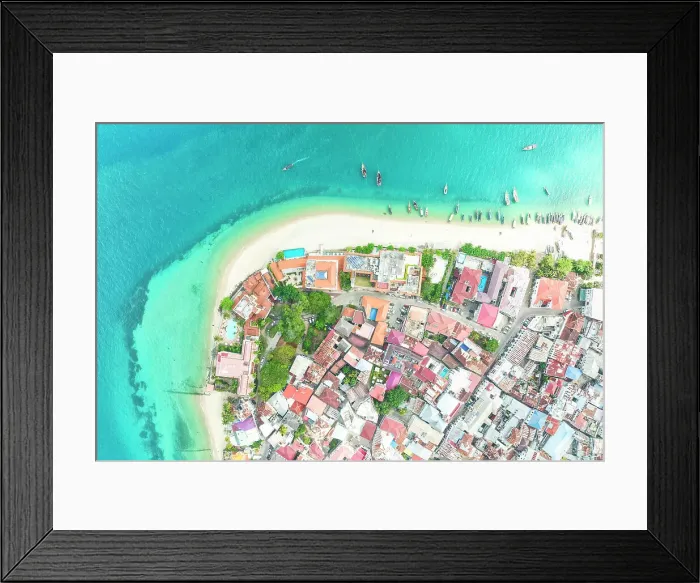 Framed Print : Stone Town city center and the near beach, Zanzibar, Tanzania Framed Print : Stone Town city center and the near beach, Zanzibar, Tanzania