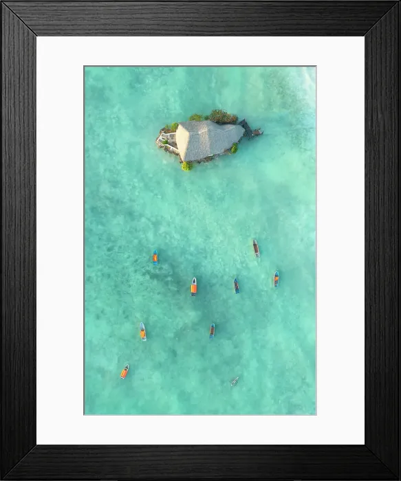 Framed Print : Fisherman boat's near to The Rock, Pingwe, Zanzibar, Tanzania Framed Print : Fisherman boat's near to The Rock, Pingwe, Zanzibar, Tanzania