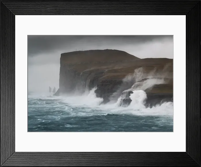 Framed Print : one sea storm hits the Risin og Kellingin cliffs during an autumn day, Eysturoy, Faroe Islands, Denmark Framed Print : one sea storm hits the Risin og Kellingin cliffs during an autumn day, Eysturoy, Faroe Islands, Denmark