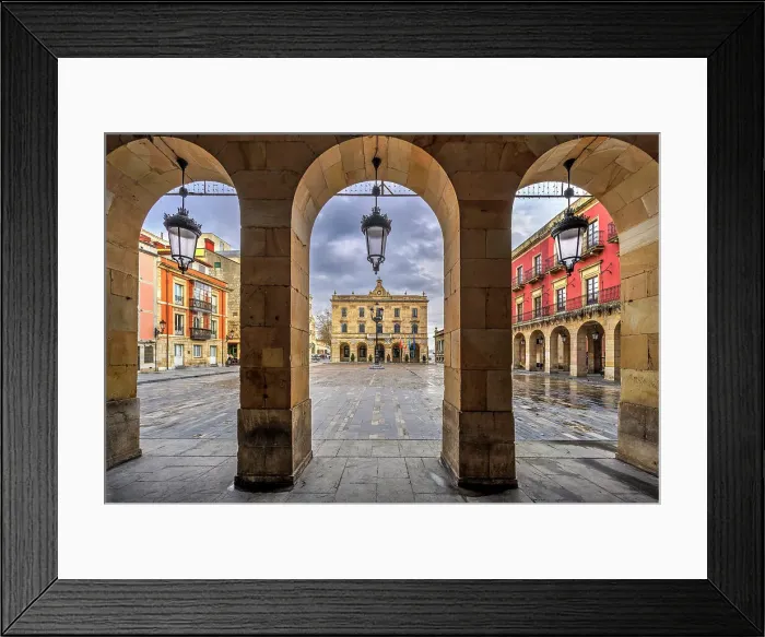 Framed Print : Plaza Mayor, Gijon, Asturias, Spain