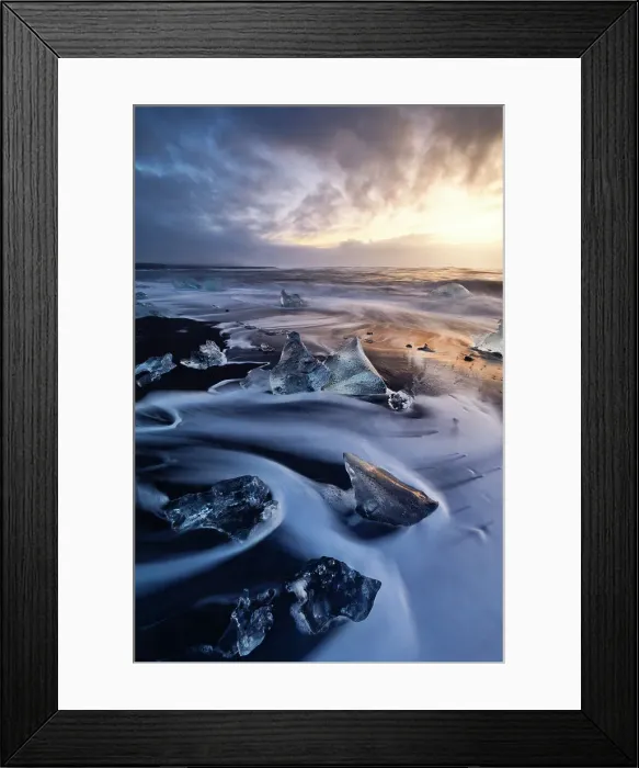 Framed Print : the ice blocks of the famous Black Sand Beach, Jokusarloon, Iceland Framed Print : the ice blocks of the famous Black Sand Beach, Jokusarloon, Iceland
