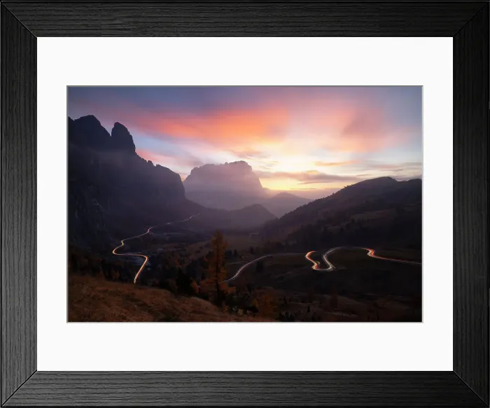 Framed Print : an amazing sunset shoted from the drone at Gardena pass during an autumn sunset, Gardena valley, Bolzano province, Trentino Alto Adige, Dolomiti, Italy Framed Print : an amazing sunset shoted from the drone at Gardena pass during an autumn sunset, Gardena valley, Bolzano province, Trentino Alto Adige, Dolomiti, Italy
