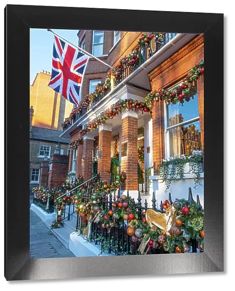 Christmas decorations, Egerton House Hotel, Kensington, London, England, UK