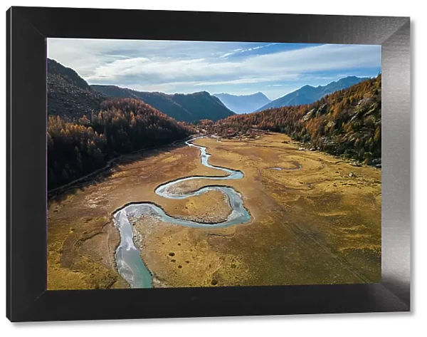 winding Duino river in Preda Rossa valley. Val Masino, Sondrio province, Lombardy, Italy