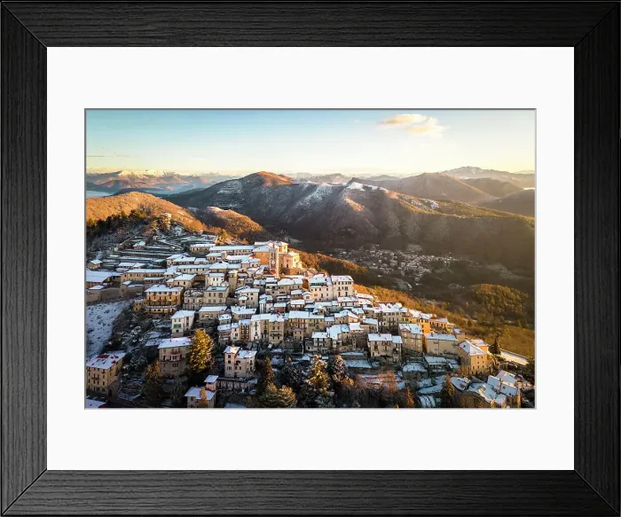 Framed Print : Santa Maria del Monte after a snowfall in winter at sunrise. Varese, Parco Campo dei Fiori, Lombardy, Italy Framed Print : Santa Maria del Monte after a snowfall in winter at sunrise. Varese, Parco Campo dei Fiori, Lombardy, Italy