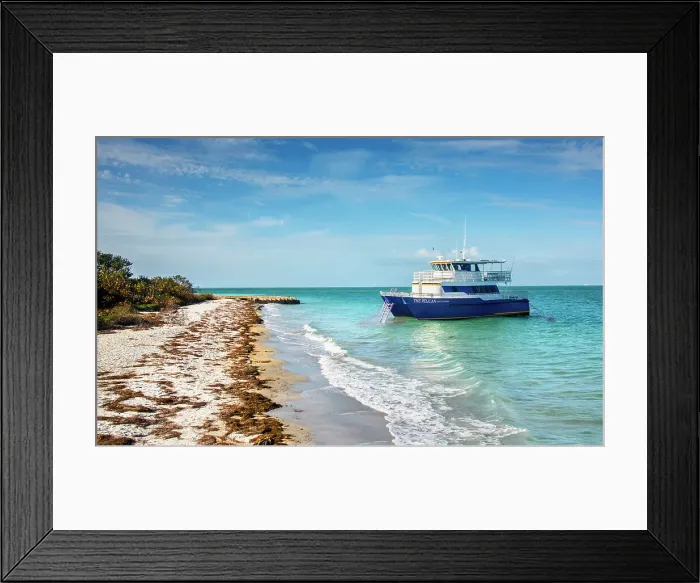 Framed Print : Florida, Egmont Key State Park, Beach, Anchored Passenger Boat, Tampa Bay, Gulf Of Mexico, Saint Petersburg Framed Print : Florida, Egmont Key State Park, Beach, Anchored Passenger Boat, Tampa Bay, Gulf Of Mexico, Saint Petersburg