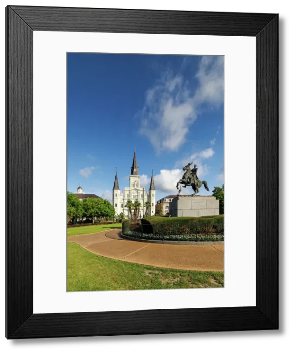 Framed Print : Saint Louis Cathedral and Statue of Andrew Jackson, Jackson Square, French Quarter, New Orleans, Louisiana, USA Framed Print : Saint Louis Cathedral and Statue of Andrew Jackson, Jackson Square, French Quarter, New Orleans, Louisiana, USA