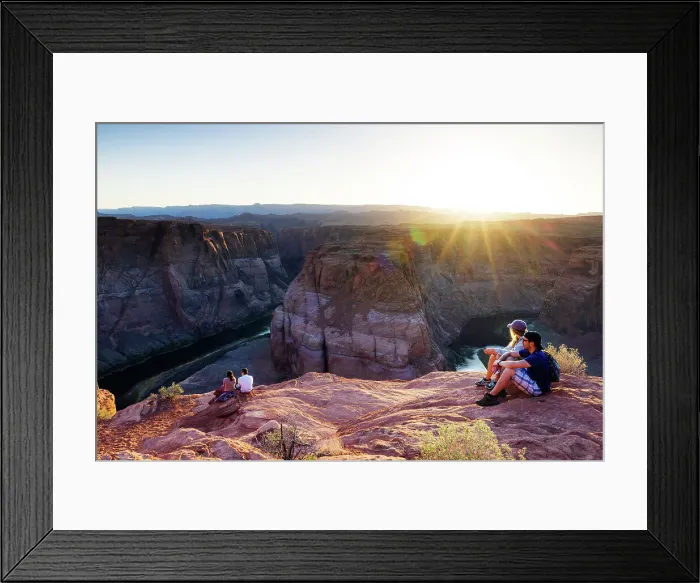 Framed Print : USA, Arizona, Page, tourists enjoying the elevated view of the Horse Shoe Bend at sunset Framed Print : USA, Arizona, Page, tourists enjoying the elevated view of the Horse Shoe Bend at sunset