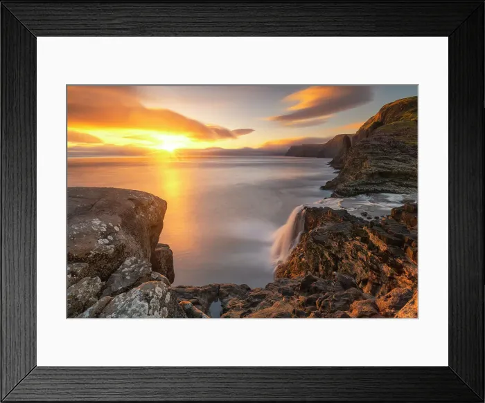 Framed Print : Bosdalafossur waterfall from Sorvagsvatn at sunset, Vagar, Faroe Islands, Denmark Framed Print : Bosdalafossur waterfall from Sorvagsvatn at sunset, Vagar, Faroe Islands, Denmark