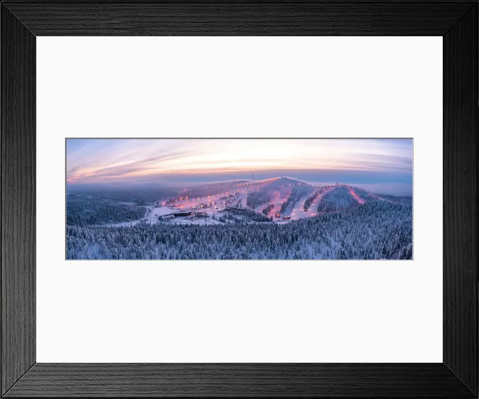 Framed Print : Ruka ski resort during the cold arctic sunset, Kuusamo, Northern Ostrobothnia, Lapland, Finland Framed Print : Ruka ski resort during the cold arctic sunset, Kuusamo, Northern Ostrobothnia, Lapland, Finland