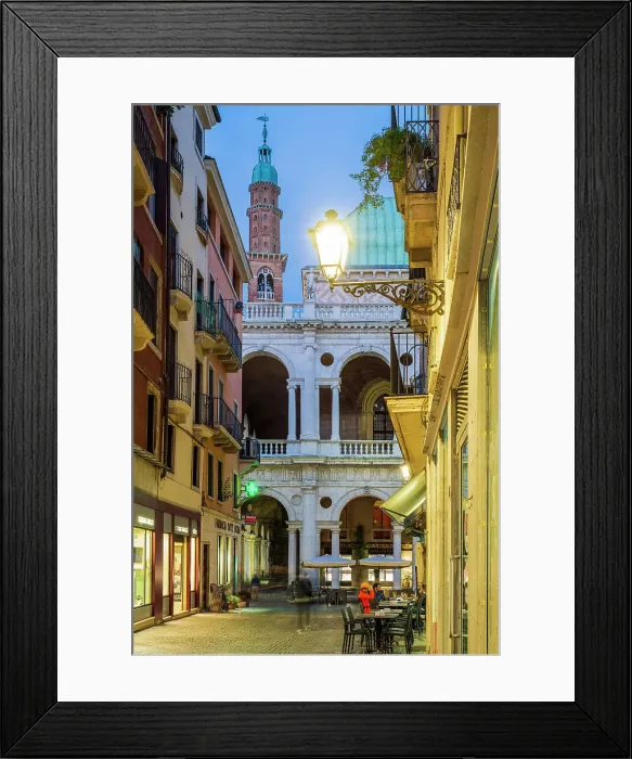 Framed Print : Scenic street view with Basilica Palladiana, Vicenza, Veneto, Italy Framed Print : Scenic street view with Basilica Palladiana, Vicenza, Veneto, Italy