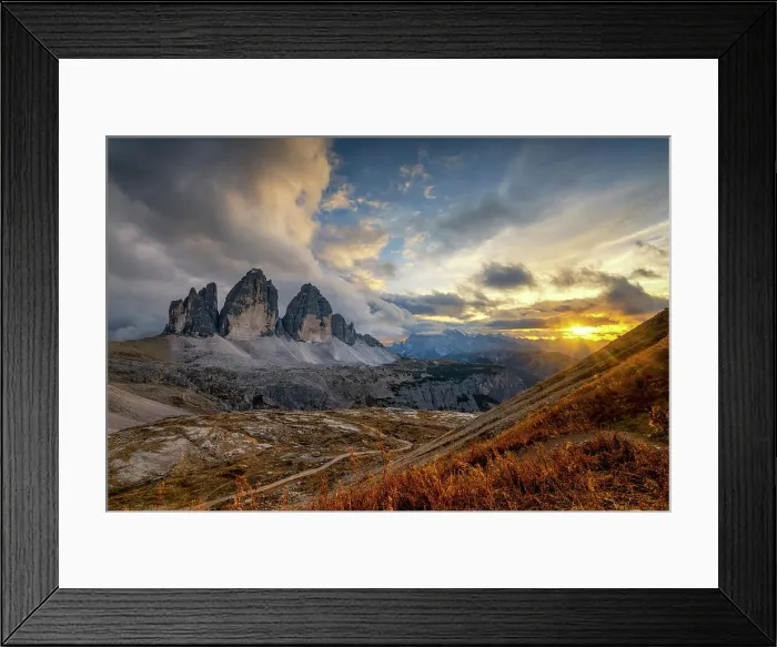 Framed Print : Tre Cime di Lavaredo at Sunset, Dolomites, South Tyrol, Italy Framed Print : Tre Cime di Lavaredo at Sunset, Dolomites, South Tyrol, Italy