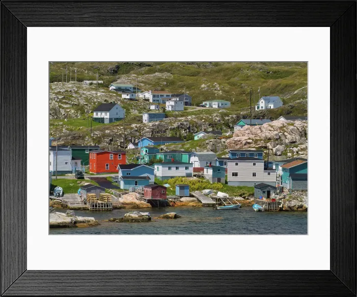 Framed Print : Houses in the coastal village of Rose Blanche Rose Balnche, Newfoundland & Labrador, Canada