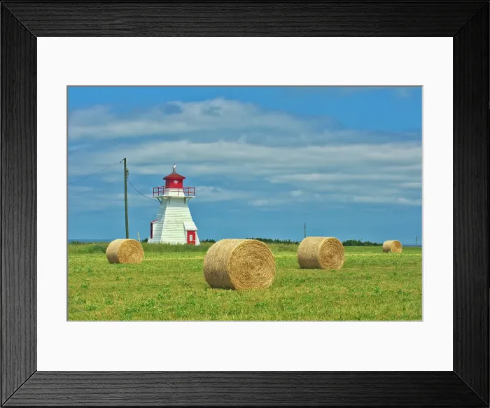 Framed Print : Darnley Lighthouse and bales Darnley, Prince Edward Island, Canada Framed Print : Darnley Lighthouse and bales Darnley, Prince Edward Island, Canada