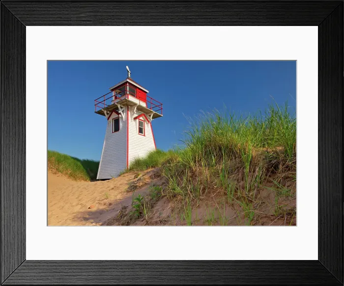Framed Print : Covehead Harbour Lighthouse along the dunes at Covehead Harbour Prince Edward Island National Park, Prince Edward Island, Canada Framed Print : Covehead Harbour Lighthouse along the dunes at Covehead Harbour Prince Edward Island National Park, Prince Edward Island, Canada