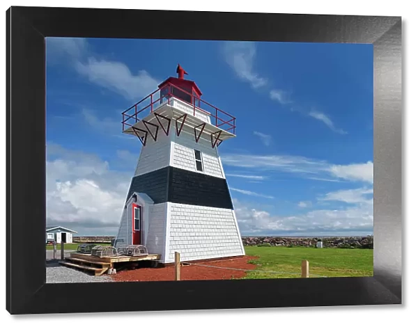 Big Tignish or JudeAos Point Lighthouse - restored and relocated to a park nearby Tignish Shores, Prince Edward Island, Canada